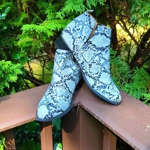 Snakeskin Embossed Ankle Booties - Like New